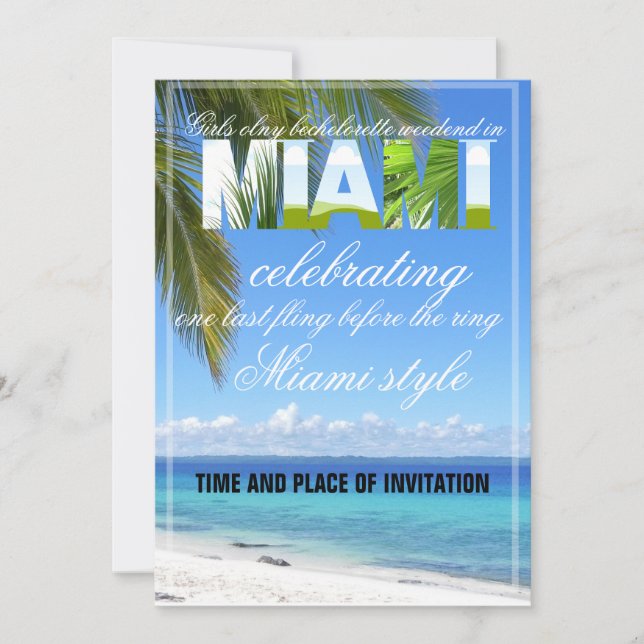 Miami Summer Girls Weekend Bachelorette Party Invi Invitation (Front)