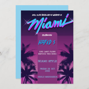 Miami Summer Girls Weekend Bachelorette Party Invi Invitation