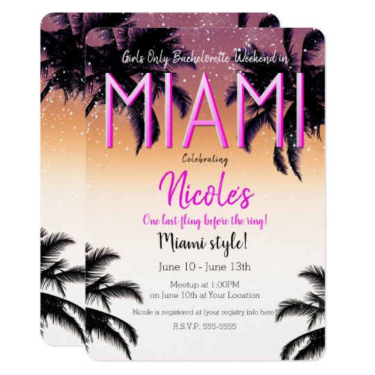Miami Summer Girls Weekend Bachelorette Party Invitation