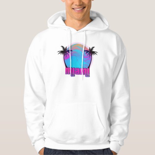 Miami Sun Sand Palm Trees and Vibrant Tones Hoodie