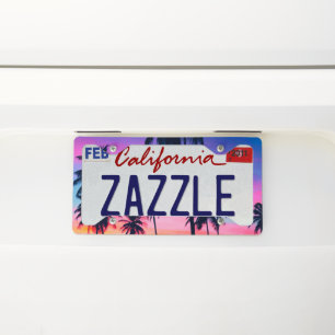 Miami sunset license plate frame