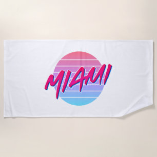 Miami Sunset Neon Colors Style Vintage Beach Towel
