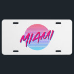 Miami Sunset Neon Colors Style Vintage License Plate<br><div class="desc">Design fitting for vacation. It can also be given as a Birthday or Christmas gift to your best friend,  relative,  boyfriend or girlfriend who also loves Miami.</div>