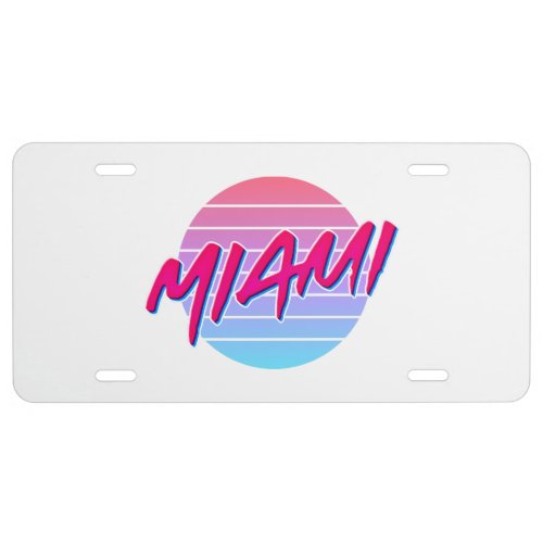 Miami Sunset Neon Colors Style Vintage License Plate
