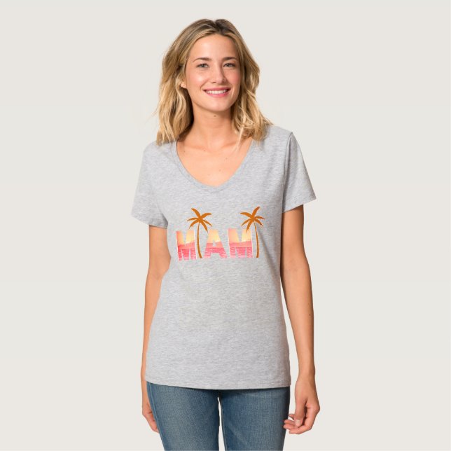 Miami Sunset Palm Tree T-Shirt (Front Full)