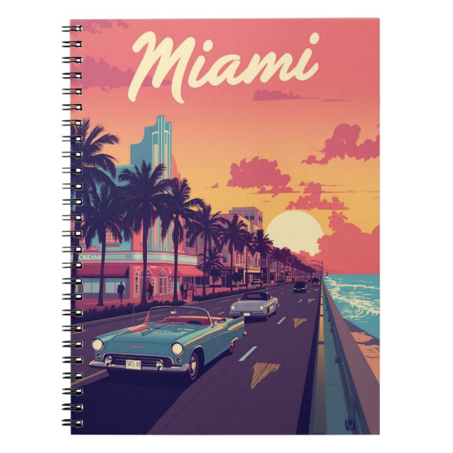 Miami Sunset Vintage Notebook (Front)