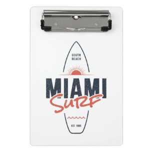 Miami Surf – Vintage Beach Sunset Surfboard Design Mini Clipboard