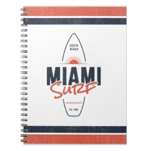 Miami Surf – Vintage Beach Sunset Surfboard Design Notebook