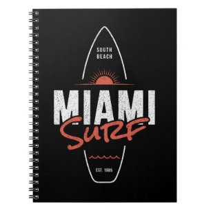 Miami Surf – Vintage Beach Sunset Surfboard Design Notebook