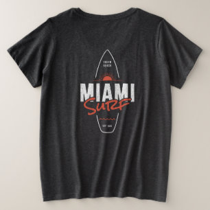 Miami Surf – Vintage Beach Sunset Surfboard Design Plus Size T-Shirt