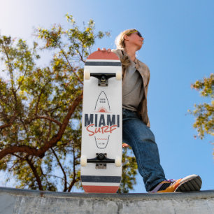 Miami Surf – Vintage Beach Sunset Surfboard Design Skateboard