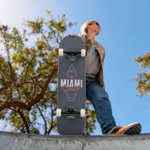 Miami Surf – Vintage Beach Sunset Surfboard Design Skateboard