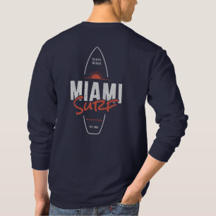 Miami Surf – Vintage Beach Sunset Surfboard Design T-Shirt