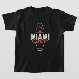 Miami Surf – Vintage Beach Sunset Surfboard Design T-Shirt