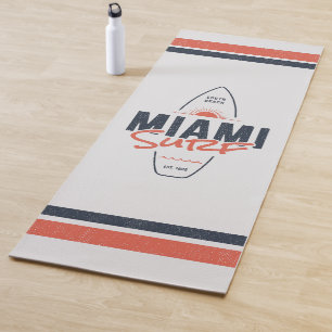 Miami Surf – Vintage Beach Sunset Surfboard Design Yoga Mat