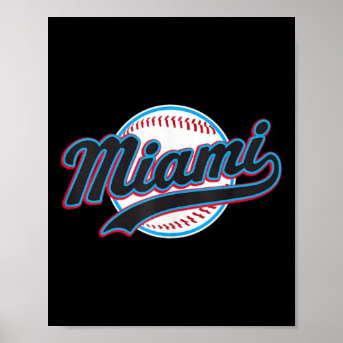 Miami Tee Vintage Baseball Throwback Retro Design  Poster