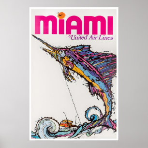 Miami Travel Poster Florida Art Wall Retro