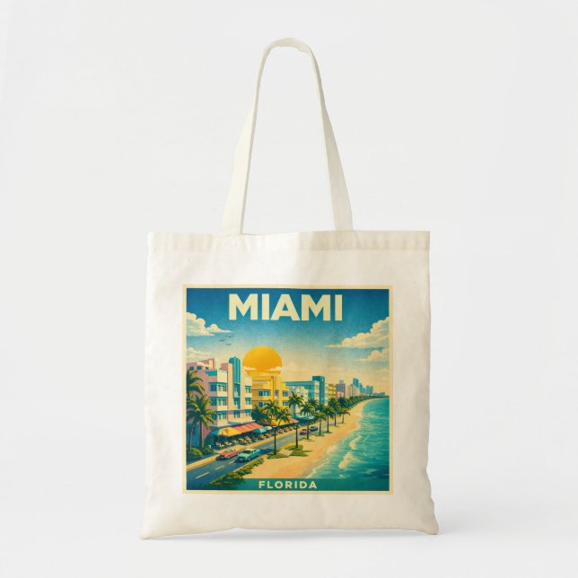 Miami Travel Poster Tote Bag (Front)
