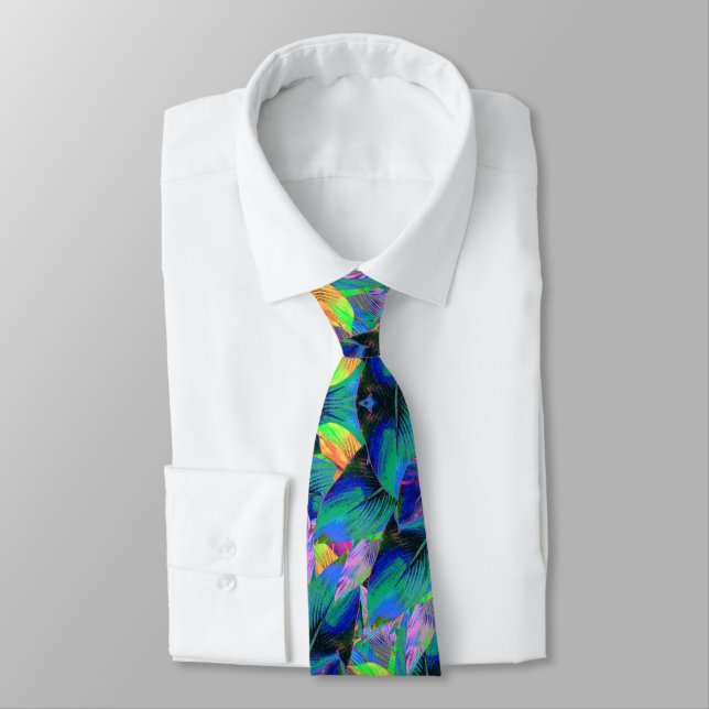 Miami Tree Leaves Neck Tie (Tied)