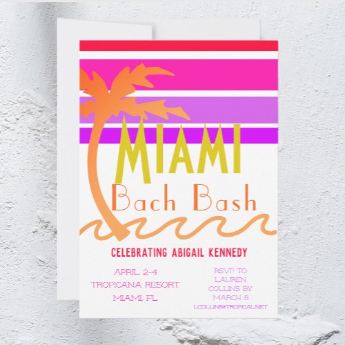 Miami Tropical Bachelorette Party  Invitation