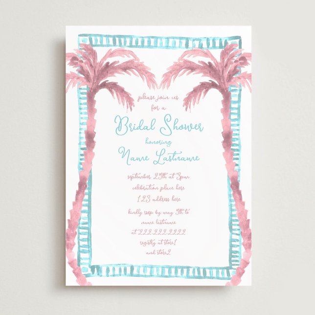 Miami Tropical Beach Hand Painted Bridal Shower Invitation (Creator Uploaded)