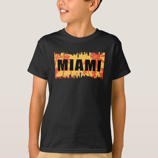 Miami USA City Cityscape Skyline Trip Funny Gift T-Shirt (Front)