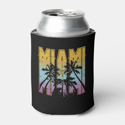 Miami Vacation Souvenir _ Retro Beach Apparel Can Cooler