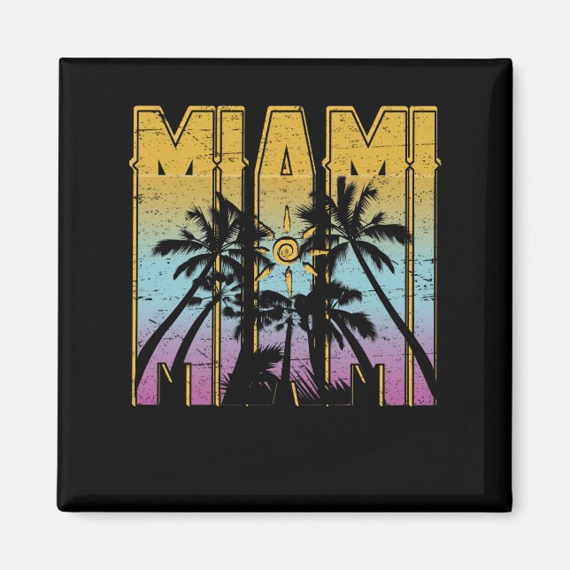 Miami Vacation Souvenir - Retro Beach Apparel Magnet (Front)