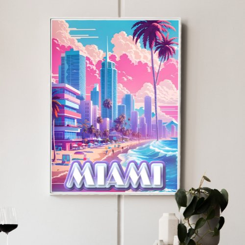 Miami Vaporwave Travel  Poster