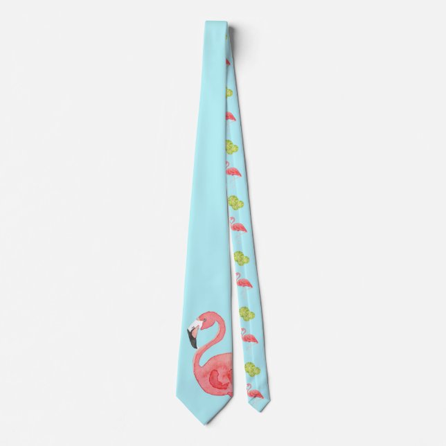 Miami Vibes Flamingo and Limes Neck Tie (Front)