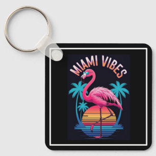Miami Vibes Summer Flamingo Design-63454 Keychain
