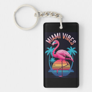 Miami Vibes Summer Flamingo Design-63454 Keychain
