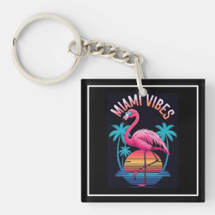 Miami Vibes Summer Flamingo Design-63454 Keychain