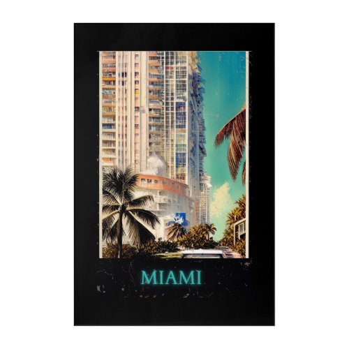 Miami vintage poster By CallisC Acrylic Print