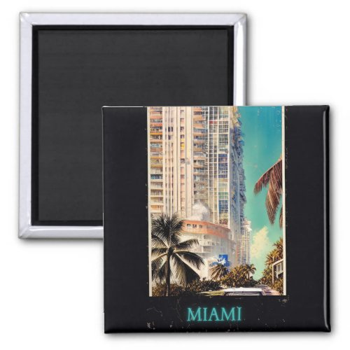 Miami vintage poster By CallisC Magnet