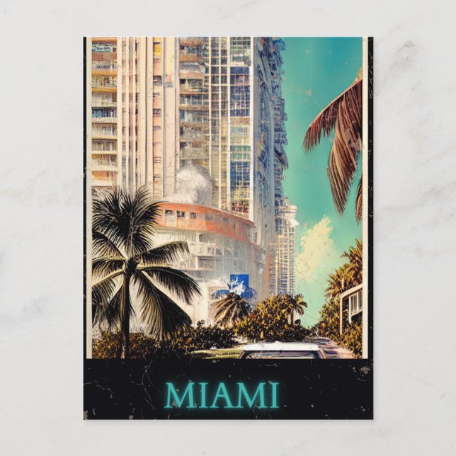 Miami vintage poster By CallisC Postcard (Front)