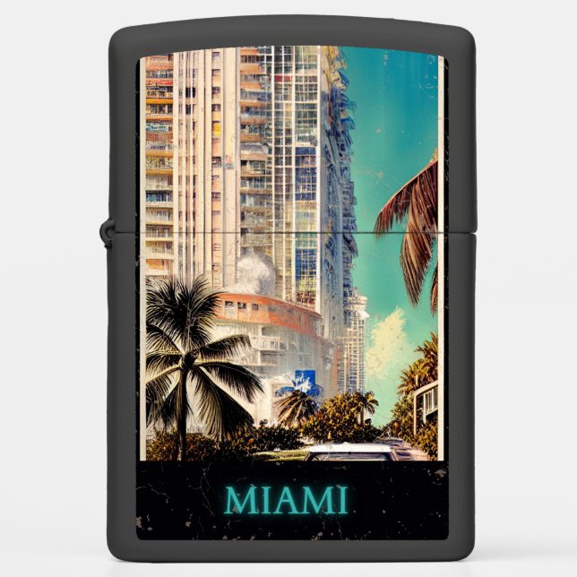 Miami vintage poster By CallisC Zippo Lighter (Front)