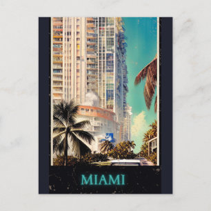 Miami vintage poster postcard