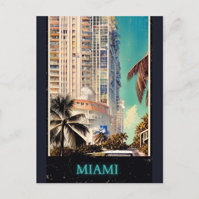 Miami vintage poster  postcard (Front)
