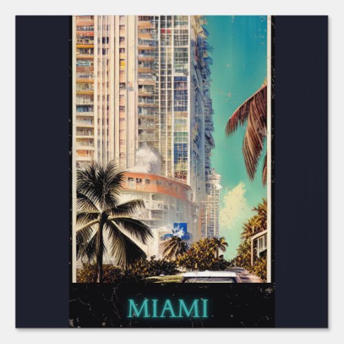 Miami vintage poster  sign