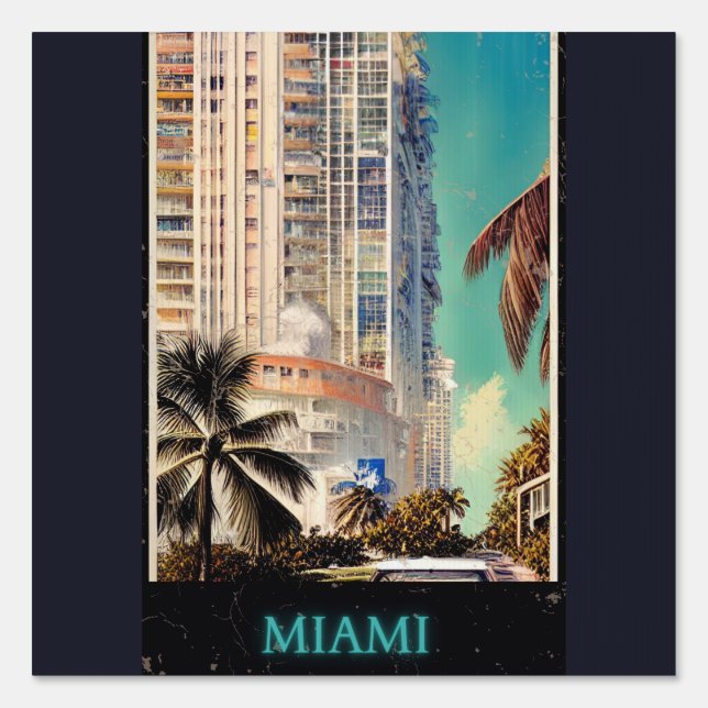Miami vintage poster  sign (Front)