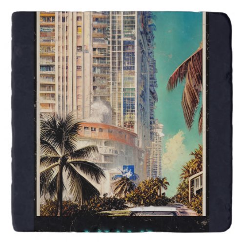 Miami vintage poster  trivet