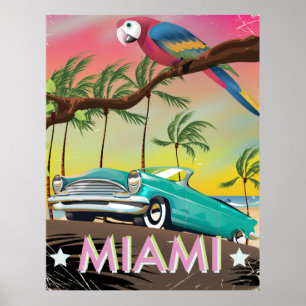 Miami vintage retro Travel print