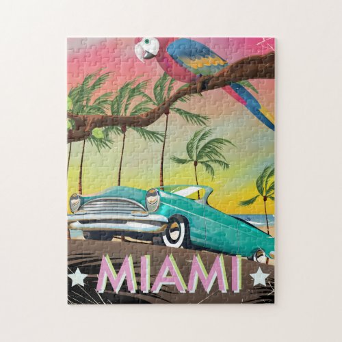 Miami vintage retro Travel print Jigsaw Puzzle