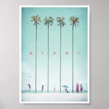 Miami Vintage Travel Poster by VintagePosterCompany at Zazzle