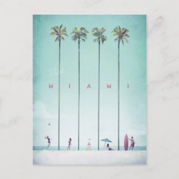Miami Vintage Travel Poster - Art Postcard by VintagePosterCompany at Zazzle