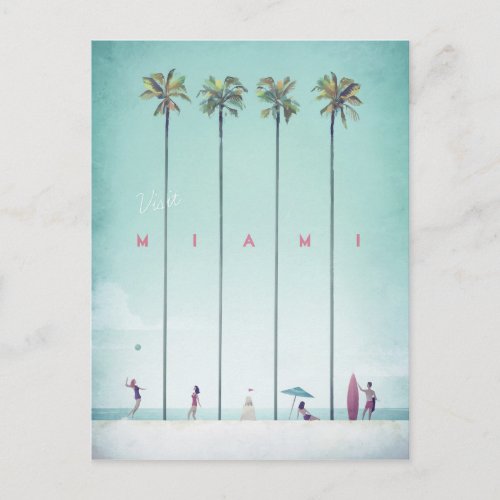 Miami Vintage Travel Poster _ Art Postcard
