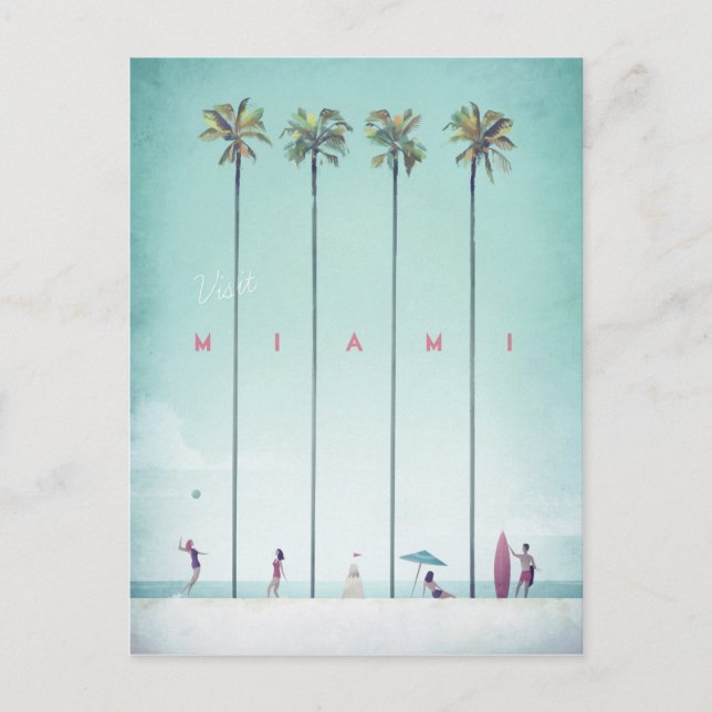 Miami Vintage Travel Poster - Art Postcard (Front)