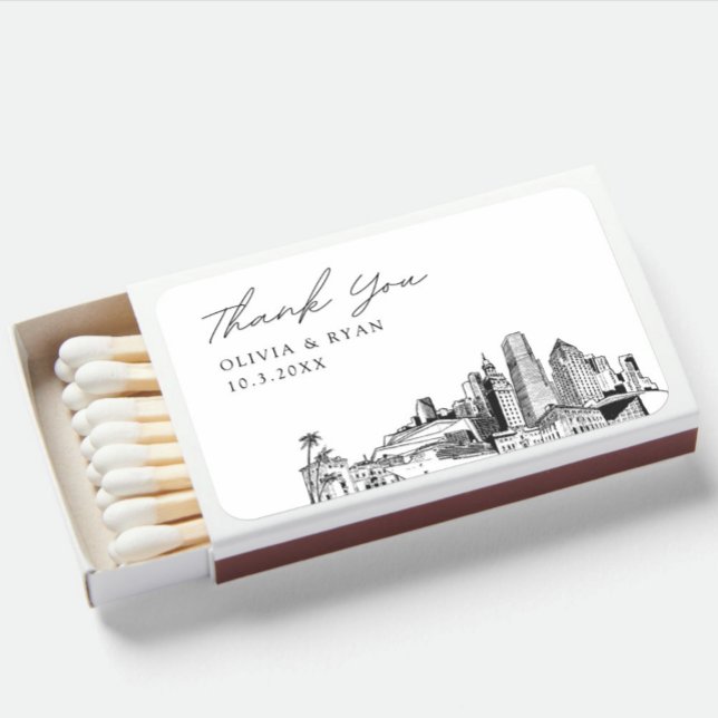 Miami Wedding Favor Cigar Bar Custom Thank You Matchboxes (Miami wedding cigar bar favor matches)