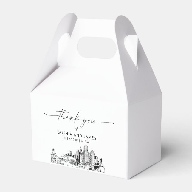 Miami Wedding Personalized Favor Box (Front Side)